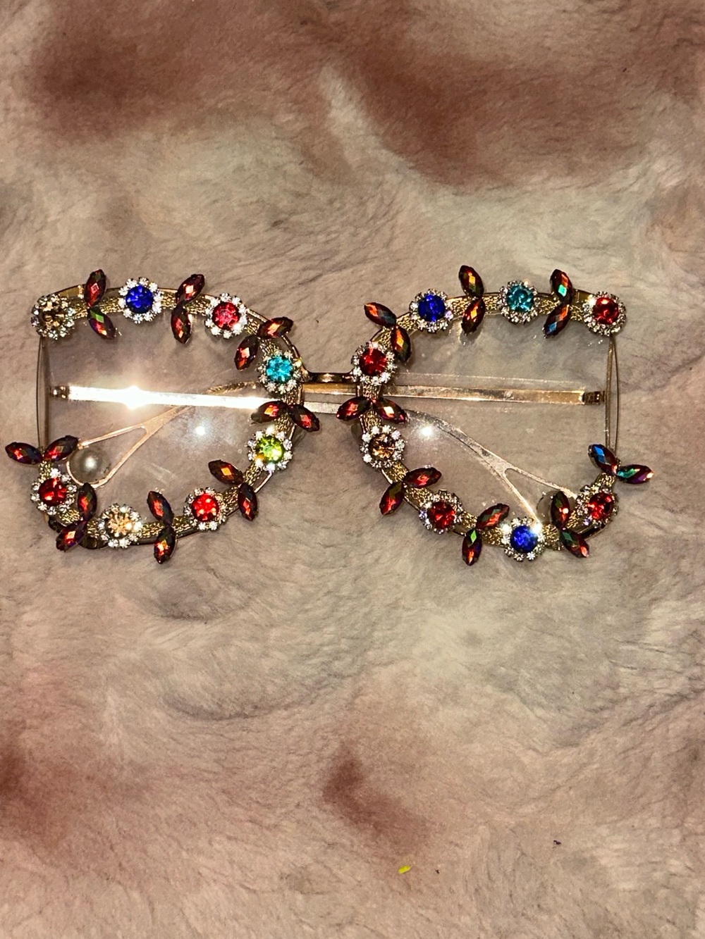 Embellished Multi-Color Crystal Statement Sunglasses